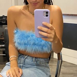 Blue Feather crop top